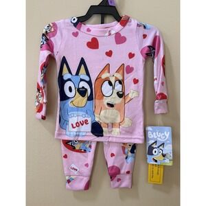 Bluey & Heats Pink Toddler Girls Pajama Set, 2-Piece Size 12 M NWT